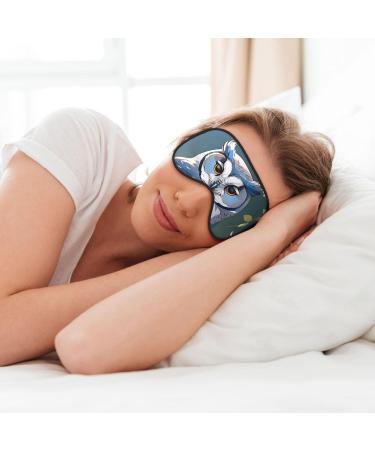 Soft Blue Owl Printed Eye Mask - Adjustable Breathable Light Blocking Sleep Mask - Double-Sided Comfort - Buy Online on GoSupps.com