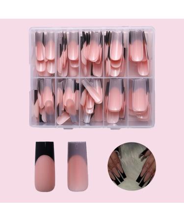 Ruarby 360x False Nails Full Cover Stick on Nails French Black Tip Press On Nails Artificial Nails Long False Nails for Women - Buy Online on GoSupps.com