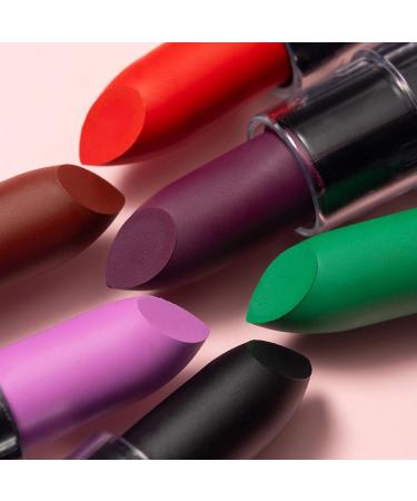  G n rique Goth Lipstick Set Dark Lip Color Matte Lipstick Pack Buildable Lightweight Formula Bold Pigment Finish Gift for Girlfriend Sister Makeup 4.2g Each Black 6pcs - Buy Online on GoSupps.com