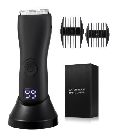 Electric Body Trimmer for Men Cordless Groin Groomer Ball Trimmer Shaver with LED Waterproof Wet & Dry Male Hygiene Razor Mens Pubic Hair Trimmer Replaceable Ceramic Blade Heads