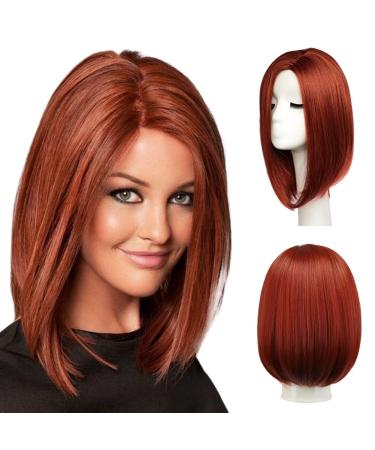 BESTUNG Short Bob Wigs Straight Hair Wigs for Women Side Part Accessories Full Wig (RED)