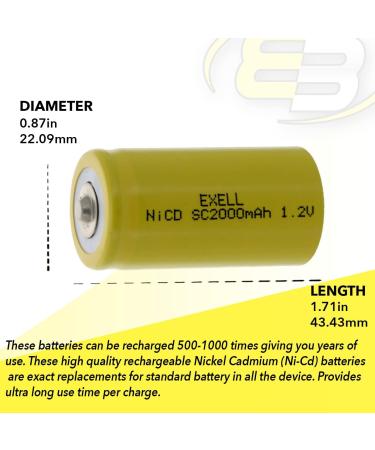Buy 5x SubC 1.2V 2000mAh NiCD Rechargeable Batteries Perfect for Electric Razors & Toothbrushes | International Shipping Available - Buy Online on GoSupps.com