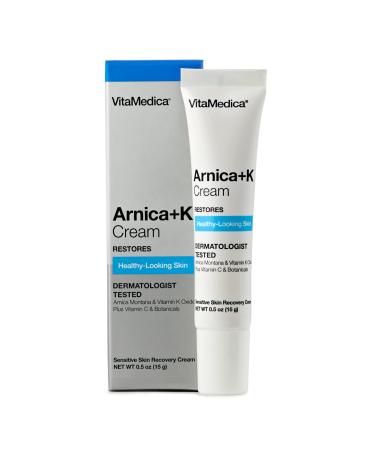 VitaMedica  Arnica  Vitamin K Topical Cream  Sensitive Skin  Softens Calms Moisturizes  Restores Bruised Skin  Eye Cream  Plant Based  Vitamin C  Collagen  Skin Care  Made in USA  .5 Oz