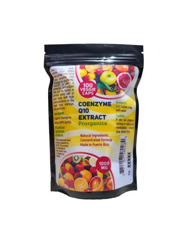 Organic Coenzyme Q10 caplets by Prorganics 1000mg 99% Purity (100)