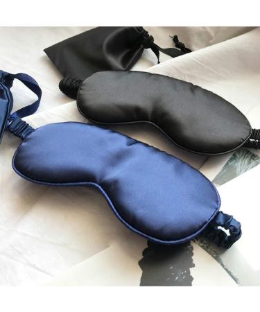 Satin Silk Sleeping Eye Mask with Double-Layer Filling and Elastic Strap - Black - Buy Online on GoSupps.com