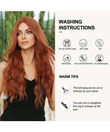 OUFEI Long Wavy Ginger Wigs for Women | Natural Synthetic Heat Resistant Wigs for Daily Party & Cosplay Wear - Buy Online on GoSupps.com