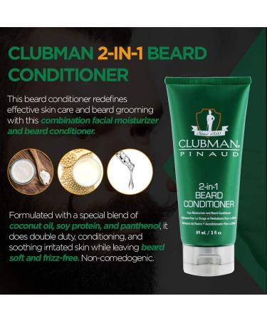 Clubman Pinaud 2-in-1 Beard Conditioner & Face Moisturizer 3 oz - Pack of 2 | 3 Fl Oz - Buy Online on GoSupps.com