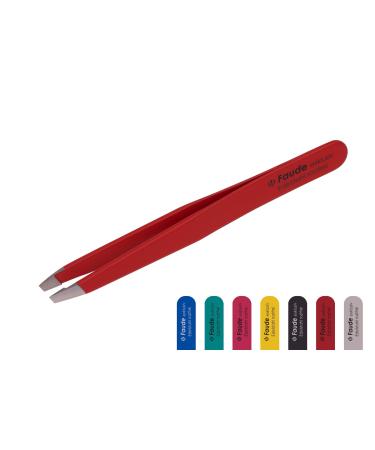 Faude professional tweezers to pluck eyebrows also for fine hairs and ingrown hair weird 9.8cm completely stainless steel or with Silk Touch coating (red)
