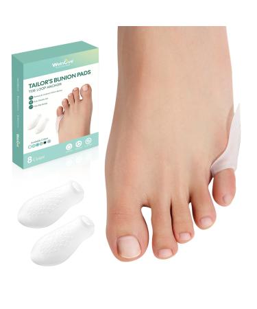 Welnove Tailor's Bunion Corrector Pads - 8 Pack Pinky Toe Protector Bunion Corrector with Separator for Women Men Gel Bunion Shield for Foot Pain Relief(Regular Pads) Clear Regular Pads