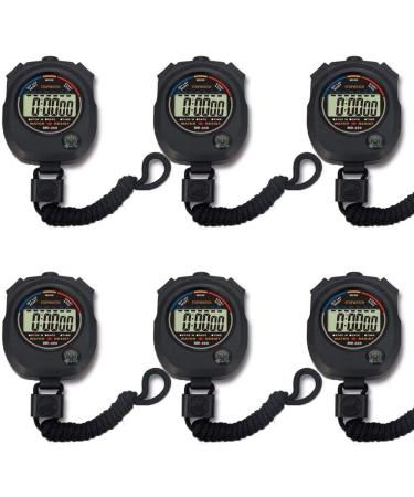 6 Pack Multi-Function Electronic Digital Sport Stopwatch Timer, Large Display with Date Time and Alarm Function,Suitable for Sports Coaches Fitness Coaches and Referees 6pack - Buy Online on GoSupps.com
