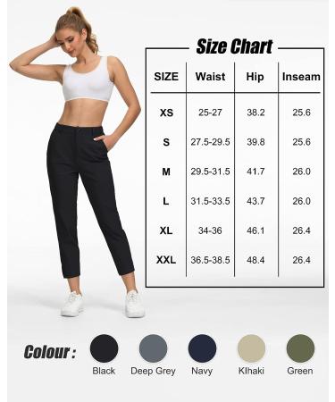 Capol Women's Golf Pants Petite | Stretch Work & Business Casual Ankle Pants Black | High Waisted with Pockets | Size Large - Buy Online on GoSupps.com