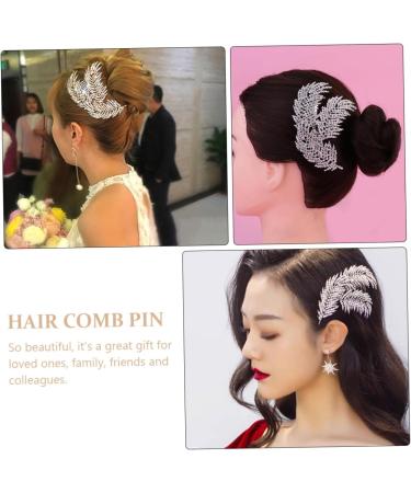 DOITOOL 1pc Wedding Hairpin Bridal Headpiece Diamond Hair Clip Pearl Diamond Headpiece Mothers Day Side Combs Silver Hair Clips Bridal Tiara Hair Comb Pin Rhinestone Bride Leaves Headgear - Buy Online on GoSupps.com