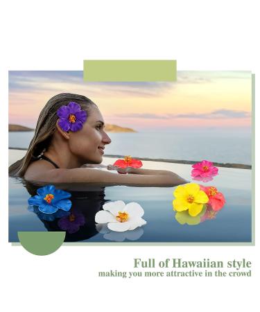 Hibiscus Flower Hair Clip Set - 45 Pcs Foam Hawaiian Flowers for Bridal Wedding, Beach Party Decorations - Color Assorted Women's Hair Clips 3.15-3.54 Inch - Buy Online on GoSupps.com