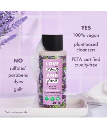 Lo ve Bea uty & Planet Argan Oil and Lavender Sulfate Free Smooth and Serene Shampoo|| No Parabens|| No Dyes|| 400ml - Buy Online on GoSupps.com
