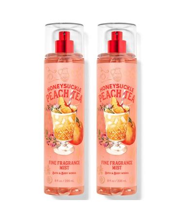 Bath and Body Works Honeysuckle Peach Tea Fine Fragrance Mists Pack Of 2 8 oz. Bottles (Honeysuckle Peach Tea)