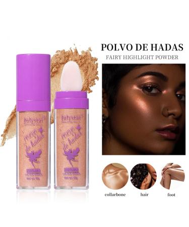 3 Colors Fairy Dust Highlighter Powder Set with Makeup Sponge - Ideal for Face, Body, and Hair Makeup - Buy Online on GoSupps.com