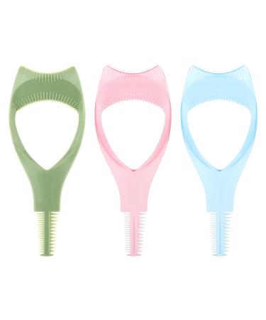 WLLHYF Mascara Shield Guard Cosmetic Eyelash Applicator Mascara Separator Makeup Lash Comb Upper Lower Lash Helper Tool Eyelashes Clean Lash Brush for Women Girls (blue pink green)