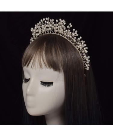 GRACEART Silver Pearl Crown Headband Tiara for Women - Elegant Wedding Bridal Hair Accessory - Buy Online on GoSupps.com