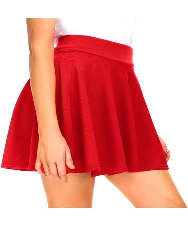 Dressever Women's Mini A-Line Tennis Skirt - Casual High Waist Stretchy Dance Skirt in Red | Versatile Style for Every Occasion - Buy Online on GoSupps.com