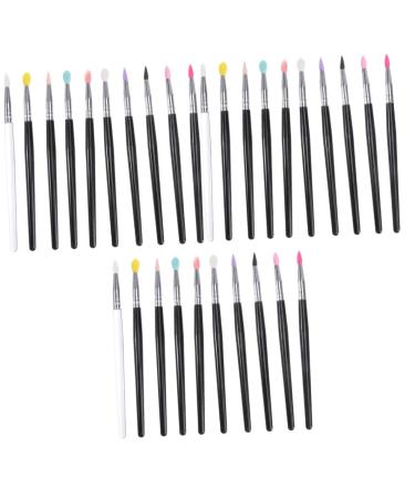 FRCOLOR 30 Pcs Eye Shadow Brush Eyeshadow Applicator Silicone Lipstick Brush Make up for Face Lip Silicone Lip Brush Cosmetic Miss Suite Plastic Handle