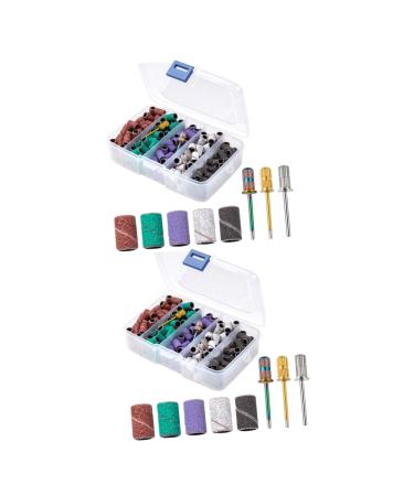 2 Sets nail polish set fine sanding bands for nail drill professional nail drill nail polishing band nail kits nail polishing rings manicure band nails kit alloy frosted mandrel