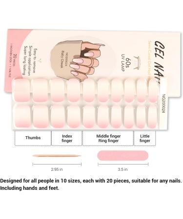 Foyute Semi Cured Gel Nail Strips 20 Pcs Soft Self-Adhesive Gel Nail Polish Wraps Sticker for Salon-Quality Manicure Set Long Lasting Easy to Apply & Remove Nail File & Wooden Stick (Pink) - Buy Online on GoSupps.com