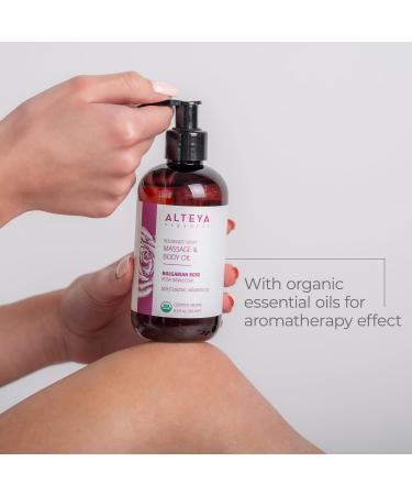 Alteya Organic Bulgarian Rose Massage & Body Oil - USDA Certified Natural Rejuvenating Aromatic Oil - 8.5 Fl Oz - Buy Online on GoSupps.com