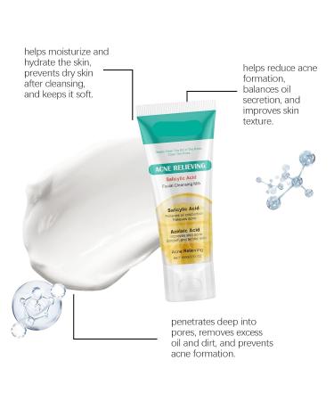 Acne-Fighting Facial Cleanser - Deep Cleanse Hydrate & Control Oil Soothe Skin Non-Tightening Face Wash For Clearer Skin(2PCS) - Buy Online on GoSupps.com