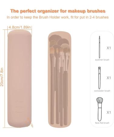 Silicon Makeup Brush Holder - Portable & Waterproof Organizer for Travel | Soft Sleek Cosmetic Face Brush Storage (Khaki) | HZB-001 - Buy Online on GoSupps.com