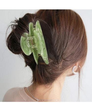 2 Pcs Green Acrylic Hair Claw Clips - Medium 3.2 Inch Hair Clamps for Women Girls - Christmas Gift Hair Accessories - Buy Online on GoSupps.com