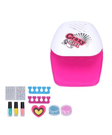 Nail Art Studio for Girls Children Nail Art Set Little Girl Nail Art Gel Polish Dryer Glitter Powder Pretend Play Toy Set Kids Nail Art Salon Set (18284C)