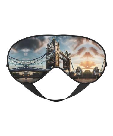 SSIMOO Historic Old Tower Bridge London Sleep Mask-Adjustable Breathable Fashionable Eye Mask for A Comfortable Sleep Experience Black