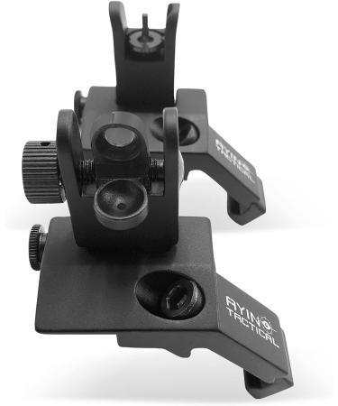 AYIN Tactical Flip Up Iron Sights Set - Rapid Transition Front and Rear Backup Sights - Picatinny/Weaver Rail, 45 Degree Offset - Buy Online on GoSupps.com