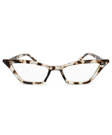 2SeeLife R-703 Funky cat eye women's reading glasses (+1.0 to +4.0) Clear Tortoise 2.0 x