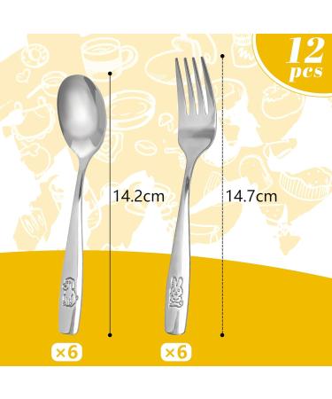VGOODALL 12PCS Children Safe Forks and Spoons Set - Bunny and Puppy Motifs | Stainless Steel Toddler Utensils - Buy Online on GoSupps.com