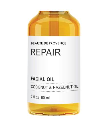BEAUTE DE PROVENCE Active REPAIR Facial Oil | Enhanced with Coconut & Hazelnut Oil | Soften, Moisturizing and Hydrating Leaving Skin Smooth & Glowing | Repair & Nourish Damaged Skin - 2oz
