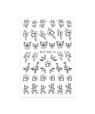 Nail Art Decor Flower Sliders Decals Geometry Design 3D Leopard Nail Stickers Butterfly-shape French(STZ-CS113)