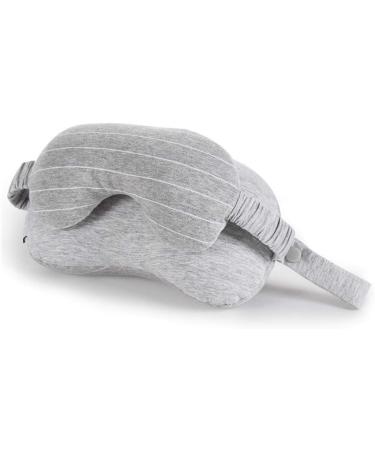 2 in 1 Portable Cotton Neck Pillow & Eye Mask - Light Gray Travel Cushion for Airplane Sleep & Relaxation - Buy Online on GoSupps.com