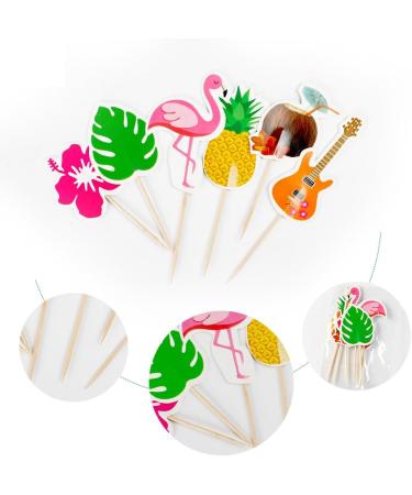 72 PCS Tropical Luau Cupcake Toppers Palm Tree Flamingo Pineapple Coconut Cupcake Picks Decorations for Hawaiian Summer Beach Theme Party Favors Supplies 6 Styles - Buy Online on GoSupps.com
