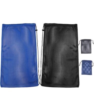 YDQUANI 4 Pack Mesh Gear Bag for Snorkel Scuba Diving Equipment, 5.5" x 7.9" and 17" x 30" Drawstring Dive Bags for Fins, Goggles, Swimming Gear, Sports Equipment, Laundry