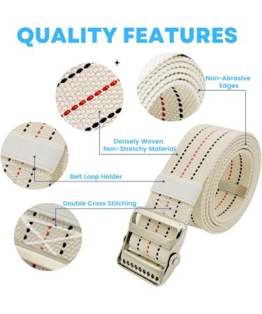 LiftAid 60 Inch Transfer and Gait Belt with Metal Buckle - Assist Aid for Seniors and Caregivers - Beige - Buy Online on GoSupps.com