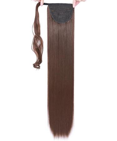 Clip-In Ponytail Extension Wrap Around | Long Straight Curly Hairpiece for Women | Medium Brown 32 Inch - Buy Online on GoSupps.com