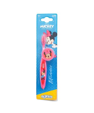 Mr.White Minnie Mouse Manual Toothbrush with Soft Rounded bristles Suitable for 3+ Years Kids Pink 1 Count (Pack of 1)