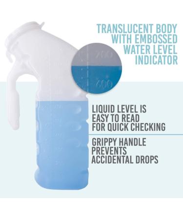 Wonder Sky 1000mL Urinal Bottle for Men - Pack of 2 | Spill Proof, Odor-Shield Lid | Portable & Translucent Plastic Container for Car Travel, Elderly, Incontinence - 2 Count - Buy Online on GoSupps.com