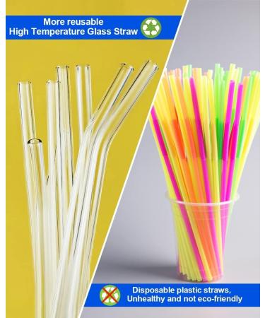 8 Reusable Glass Straws shatterproof and Environmentally Friendly Smoothie Straws high Borosilicate Clear Reusable Straws can be Used for Milkshakes Tea Juice Cocktails Drink Smoothie Straws - Buy Online on GoSupps.com