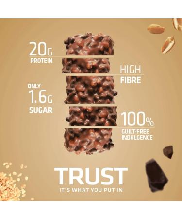USN Trust Crunch Fudge Brownie Protein Bars - 20g Protein, Indulgent & Filling Snacks (12 x 60g Bars) - Buy Online on GoSupps.com