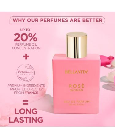 Bella Vita Rose Woman Eau De Parfum Floral Sweet Fragrance 3.4 fl.oz Pink - Buy Online on GoSupps.com