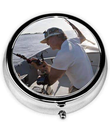 Fishing Rod Round Pill Box | 3 Compartment Mini Decorative Travel Organizer for Vitamins & Medications - Buy Online on GoSupps.com
