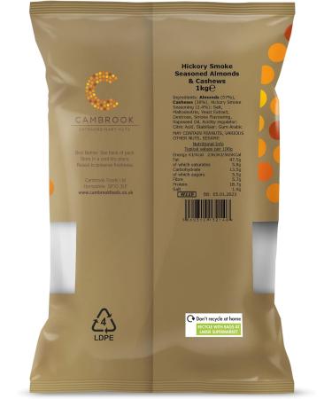 Cambrook Hickory Smoke Almonds & Cashews 1kg Bag - Premium Quality, Gluten-Free, Vegan Nuts - Buy Online on GoSupps.com