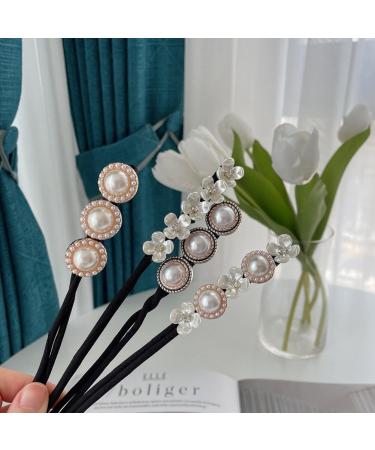 4PCS Pearl Flowers Hair Bun Maker Hair Bow Twist Headband Donut Bun Maker Hair Styling Tool Hair Accessories for Women Girls Magic Donut Hair Bun Maker - Buy Online on GoSupps.com